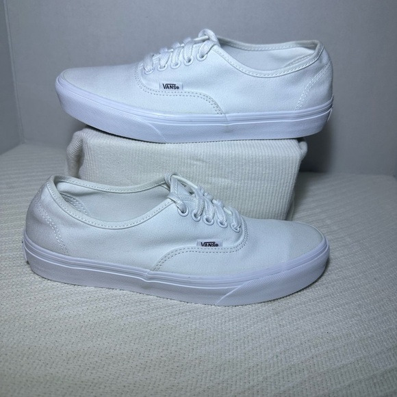Vans Unisex White Canvas Sneakers - Picture 1 of 8